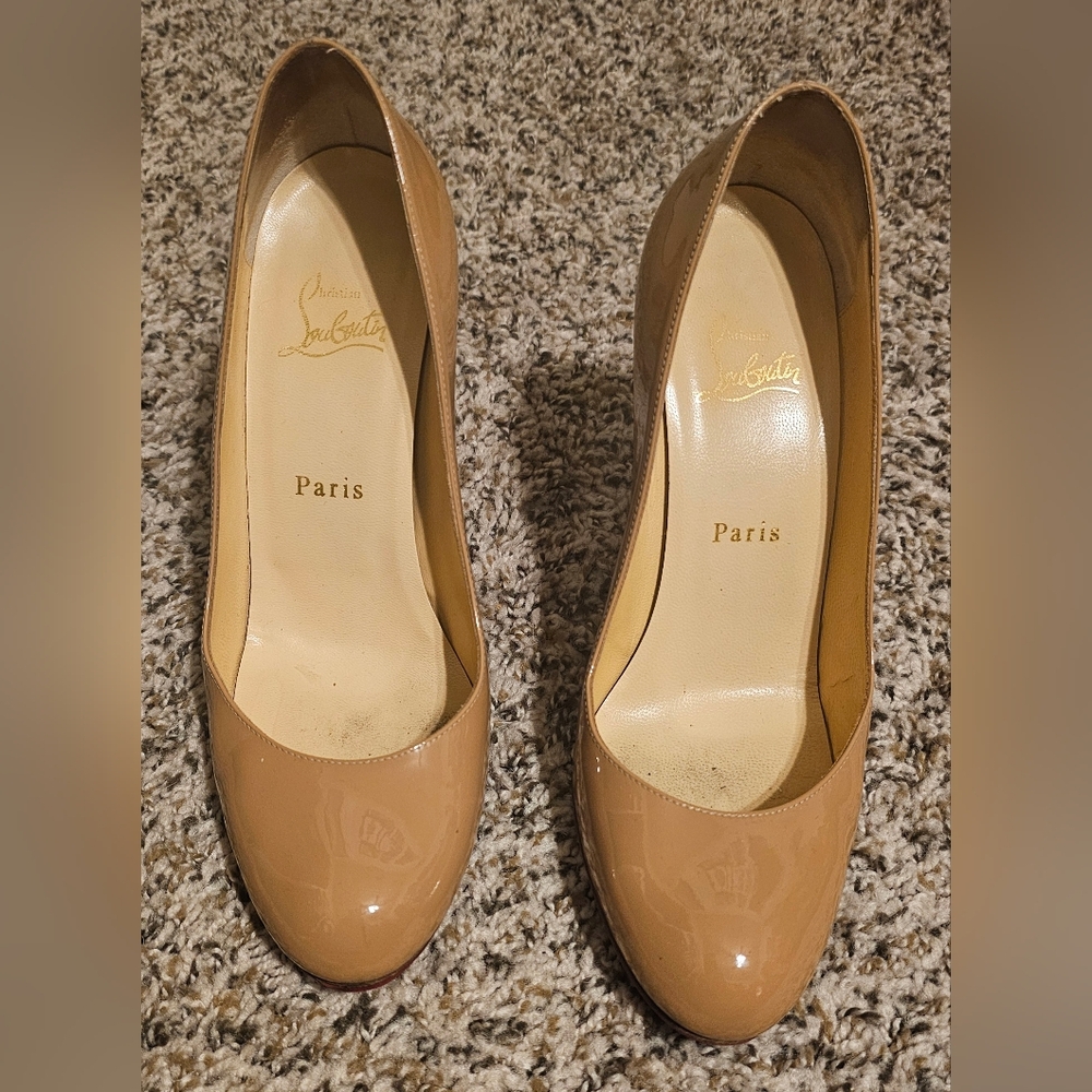 Christian Louboutin Nude Simple Pump 100 Patent Calf Leather Pumps